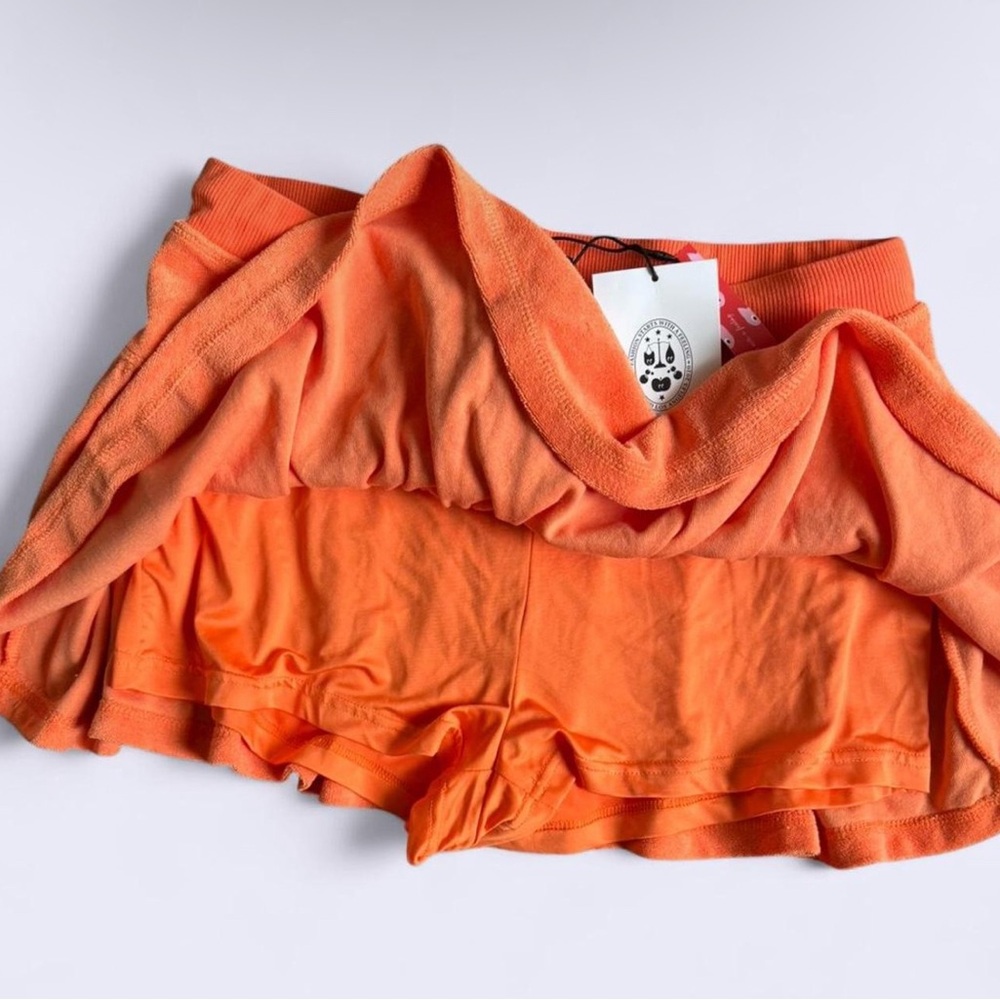 Cider Terry Orange Skort NWT Ruffle Hem Drawstring Mid Rise Women’s L - Picture 3 of 7